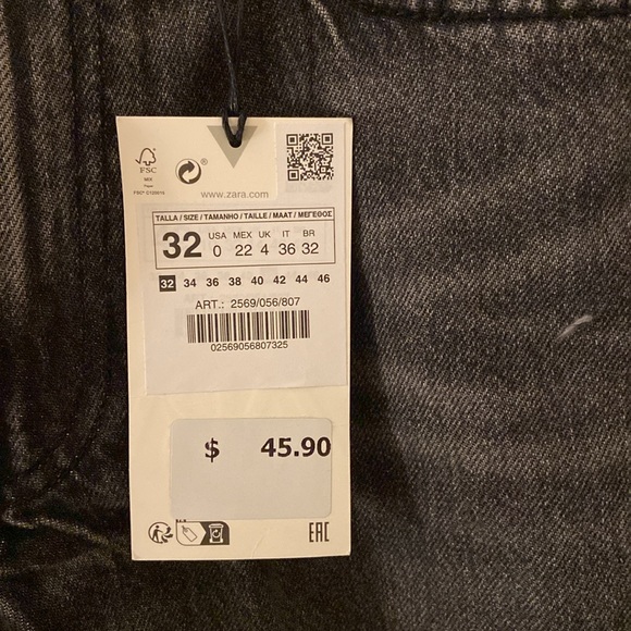 loose fit Zara mid rise denim shorts size 0 - Picture 9 of 9